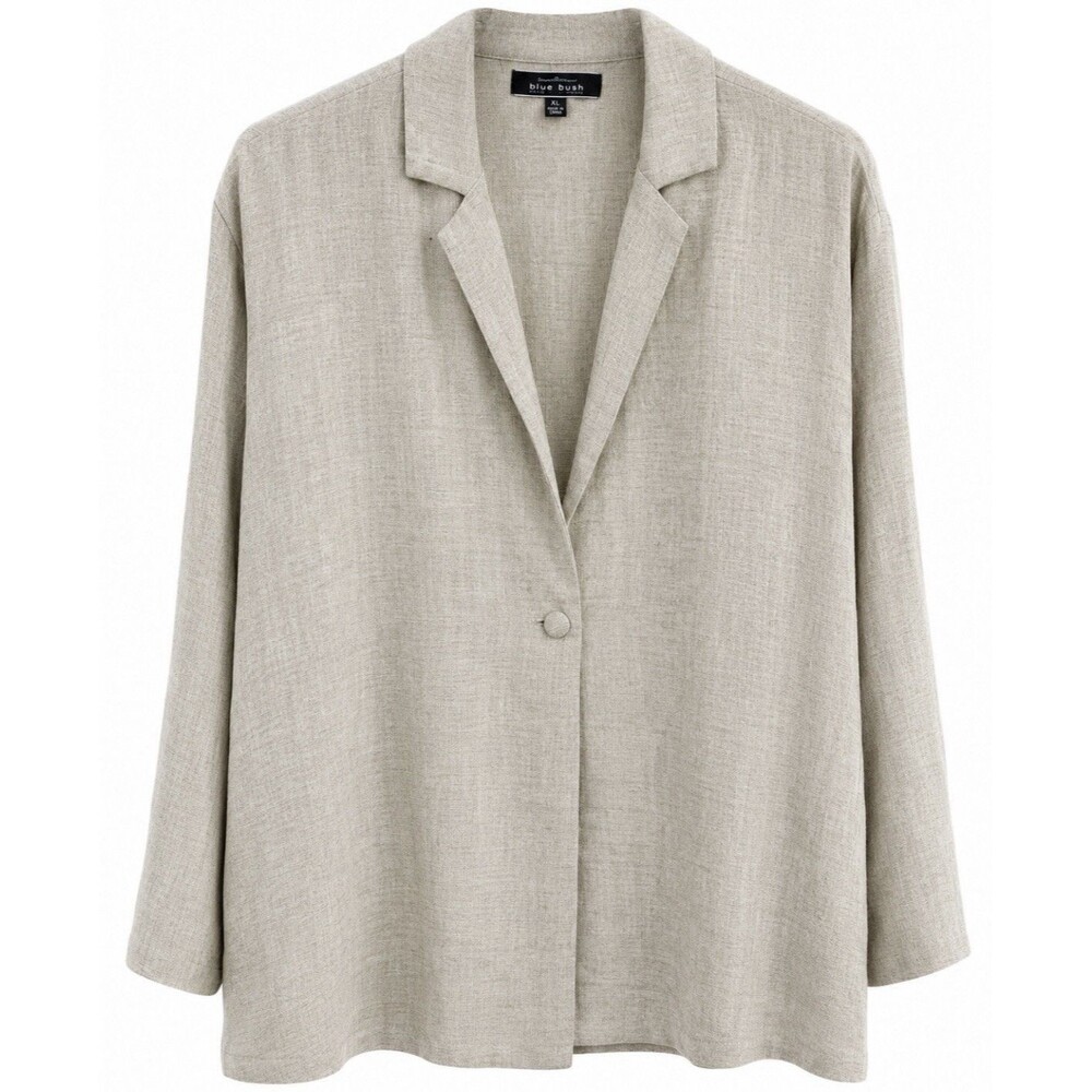 Blue Blush Linen Blend Blazer Jacket Women’s Small Beige One Button Lightweight